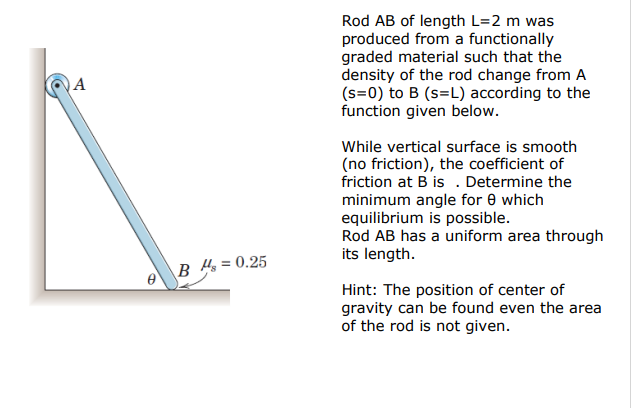 Rod A B of length L = 2 m was produced from a
