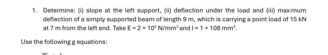 Determine: ( i ) slope at the left support, ( ii