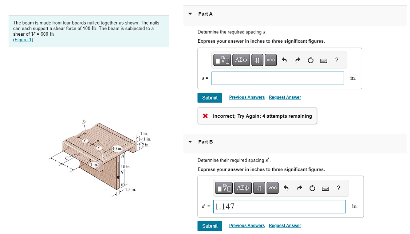 The beam is made from four boards nailed together