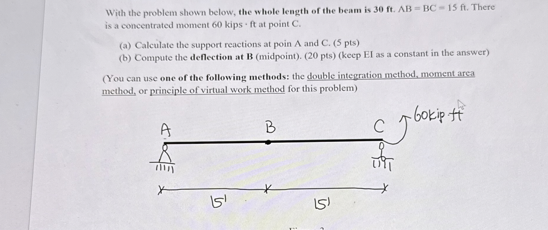 With the problem shown below, the whole length of