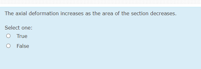 The axial deformation increases as the area of