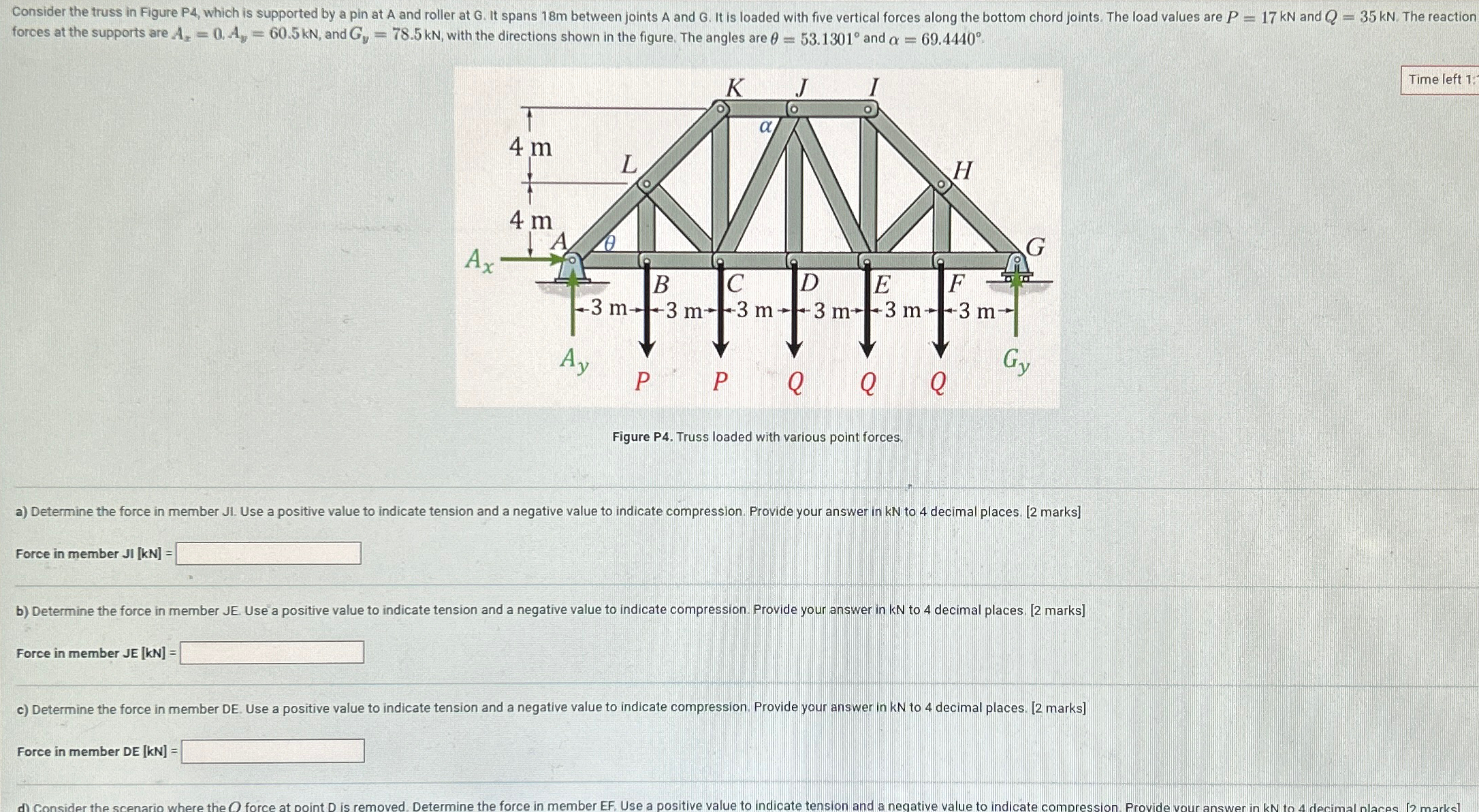 forces at the supports are A x = 0 , A y = 6 0 .