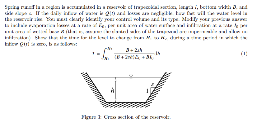 Spring runoff in a region is accumulated in a