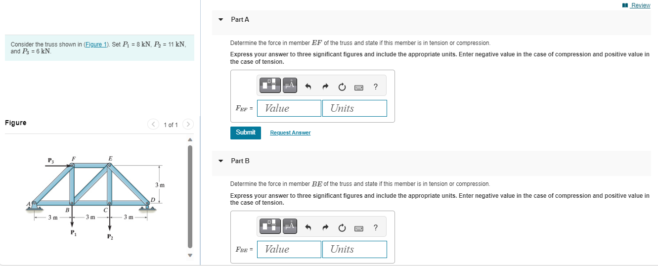 Part A Consider the truss shown in ( Figure 1 ) .
