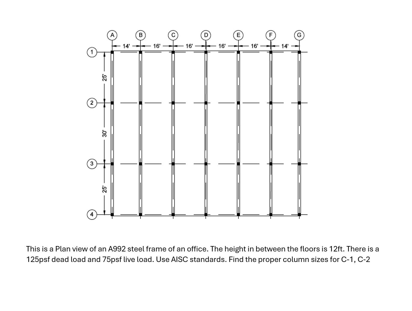 This is a Plan view of an A 9 9 2 steel frame of