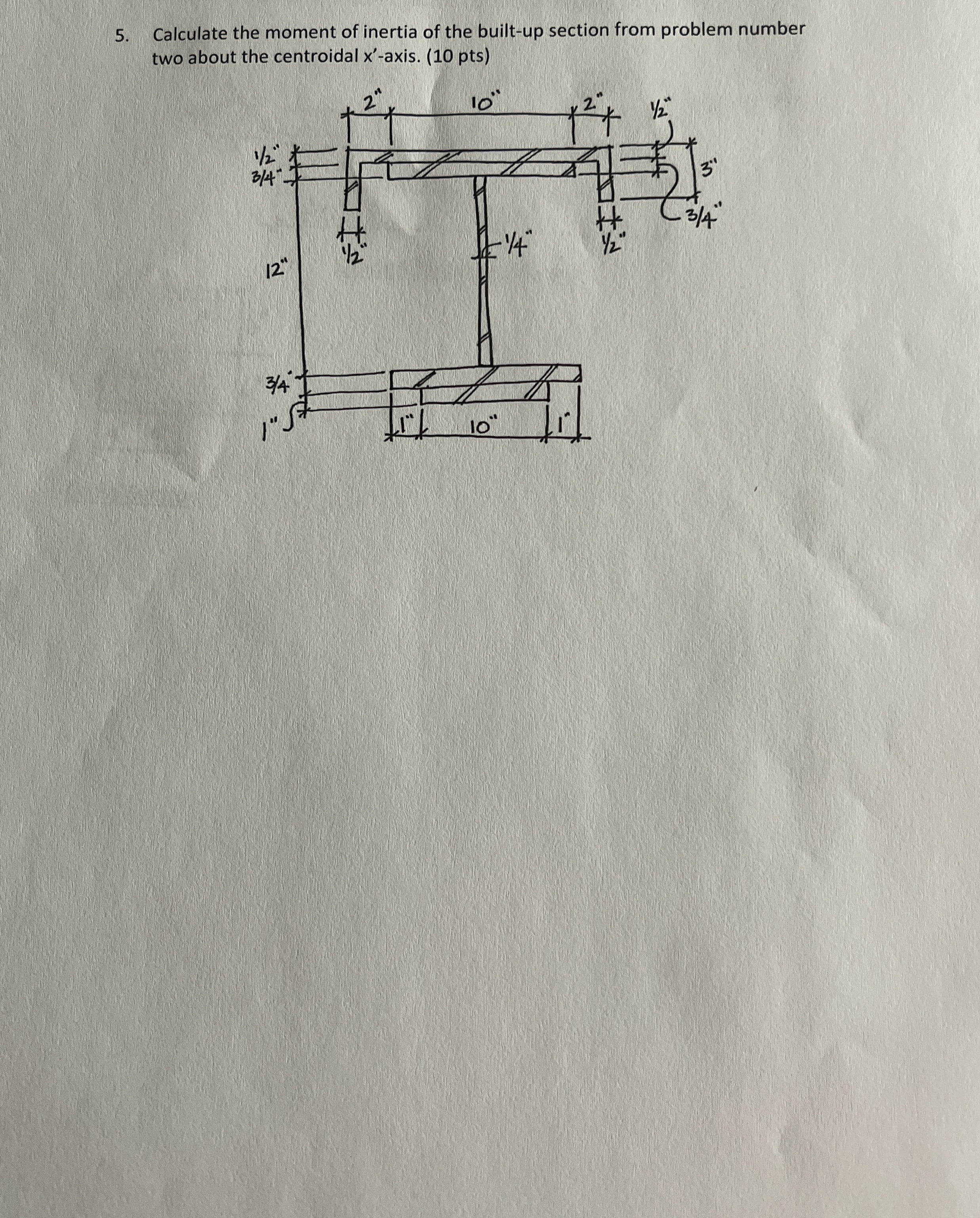Calculate the moment of inertia of the built - up