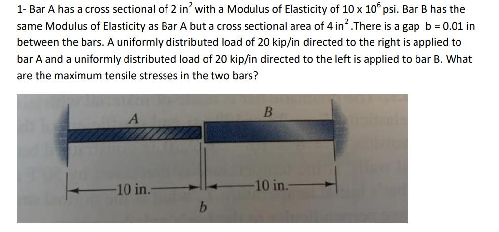 1 - Bar A has a cross sectional of 2 i n 2 with a