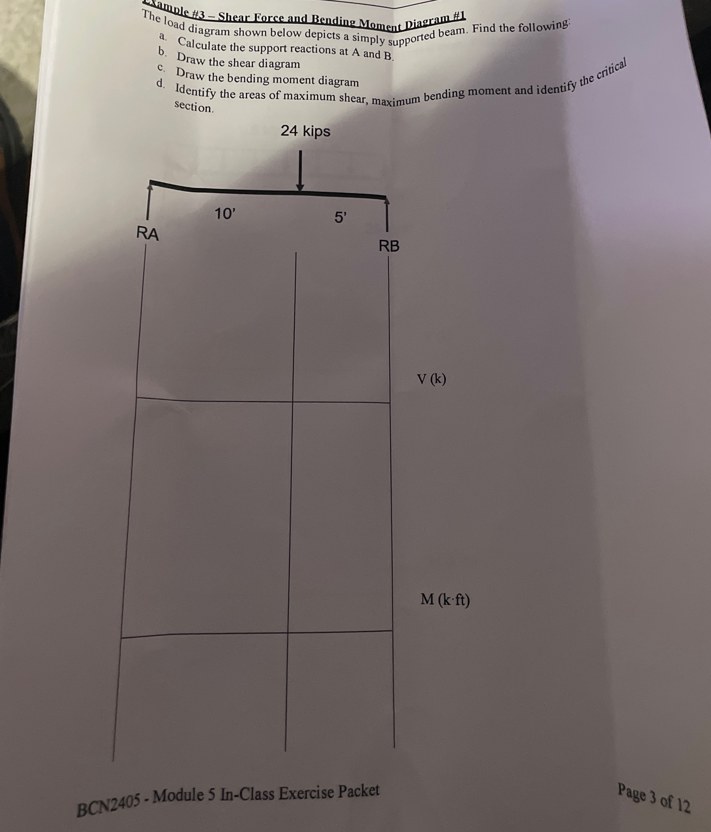 Trample # 3 - Shear Eorce and Bending Moment