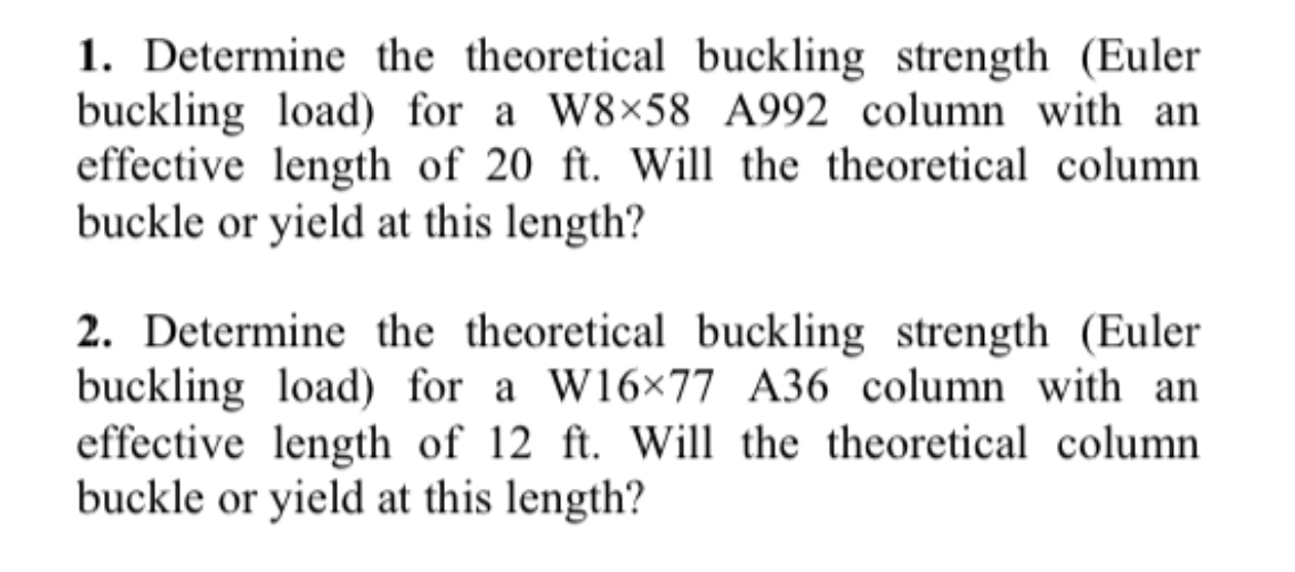 Determine the theoretical buckling strength (