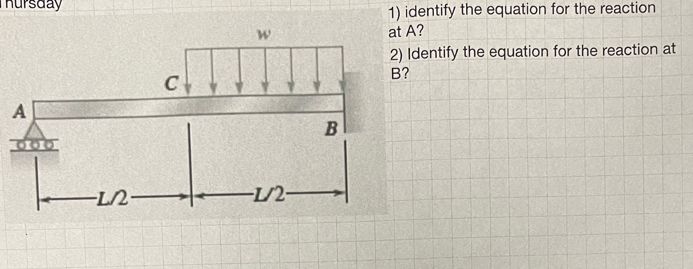 inursday identify the equation for the reaction