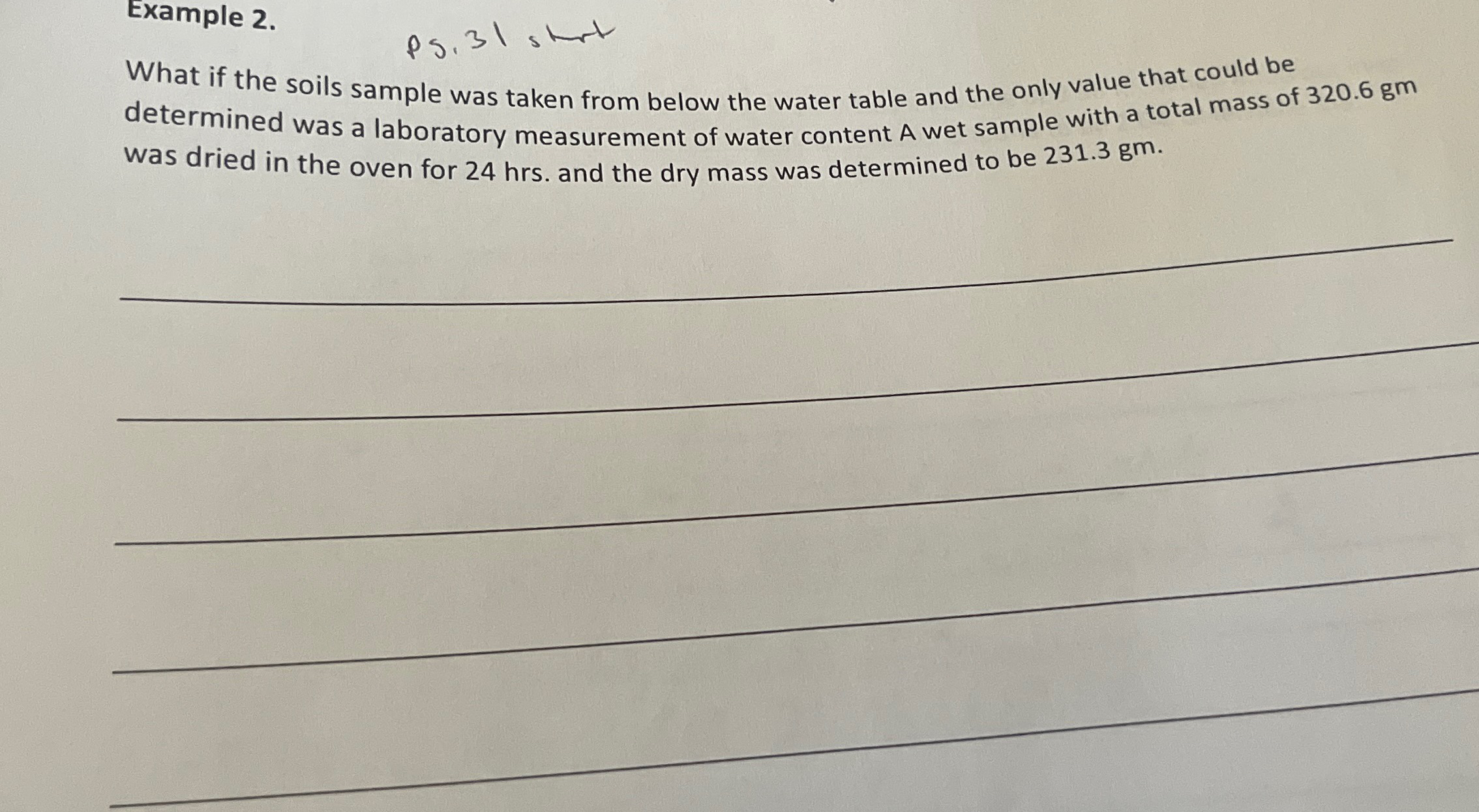 Example 2 . What if the soils sample was taken