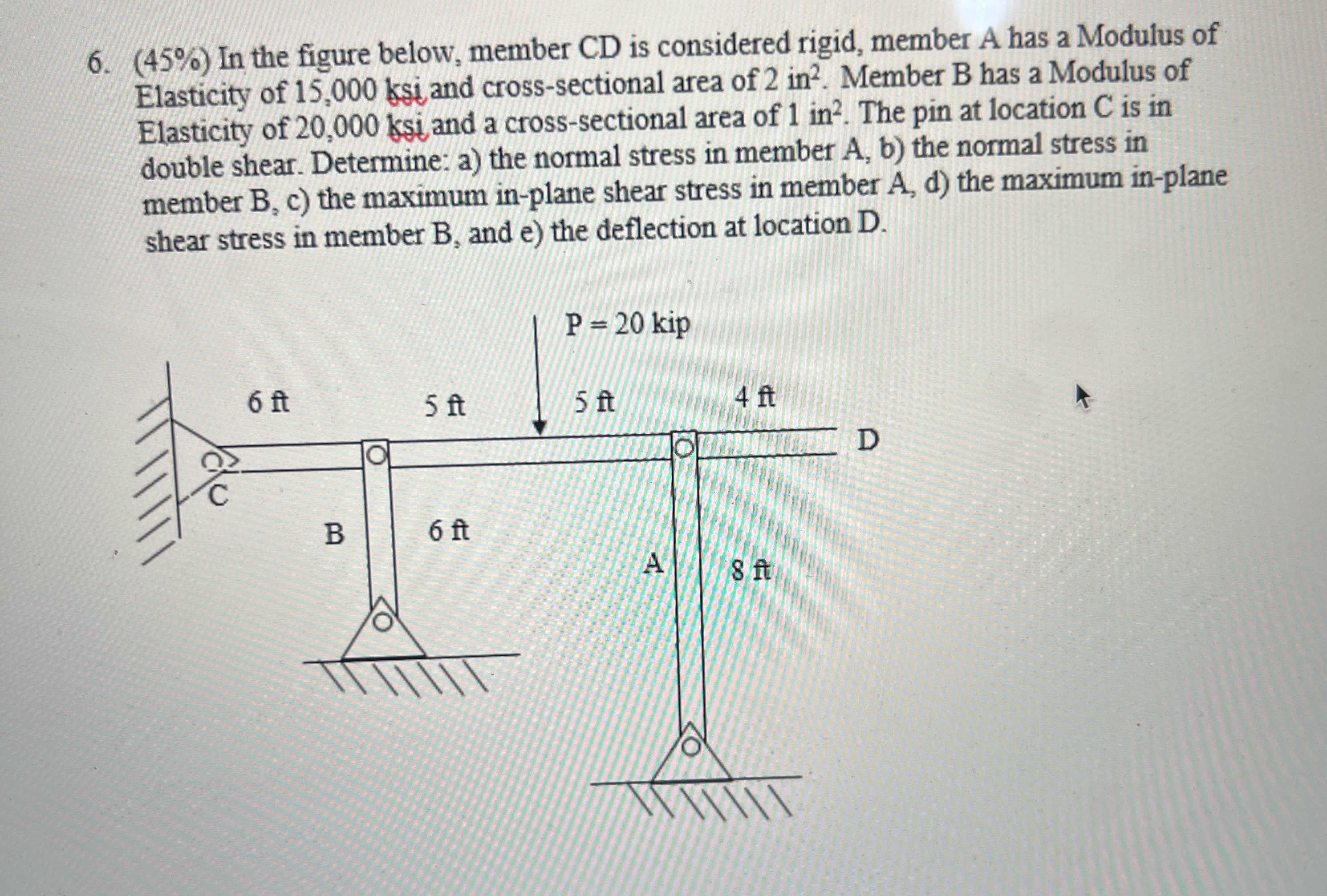 ( 4 5 % ) In the figure below, member C D is