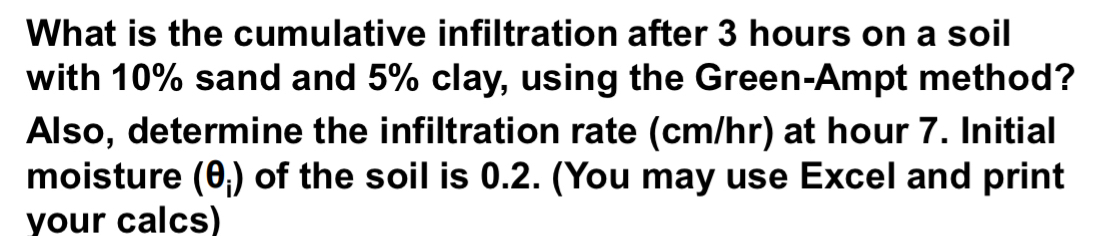 What is the cumulative infiltration after 3 hours