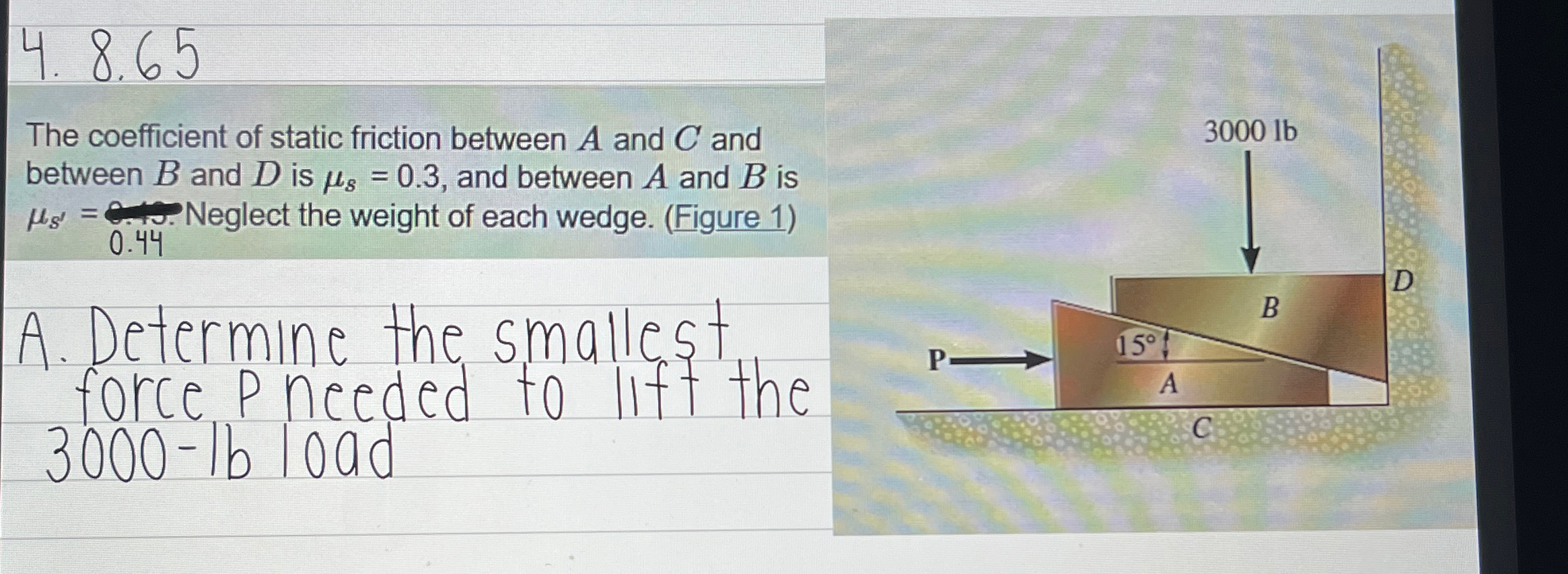 8 . 6 5 The coefficient of static friction