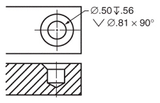 In the illustration, the note specifies a 9 0 \