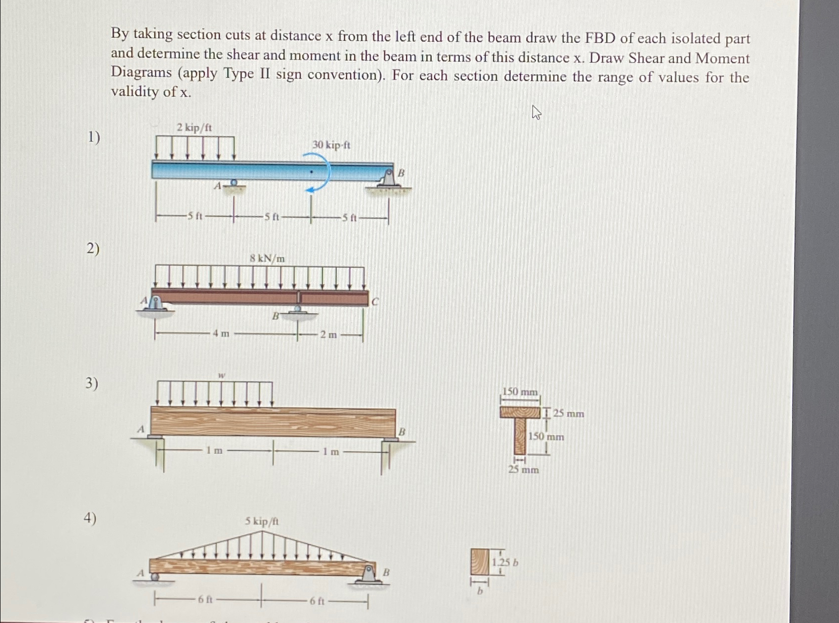 By taking section cuts at distance x from the