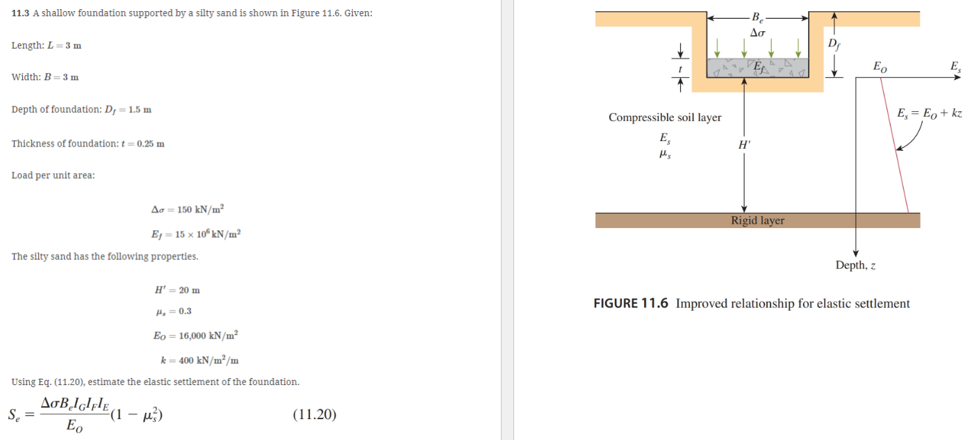 1 1 . 3 A shallow foundation supported by a silty