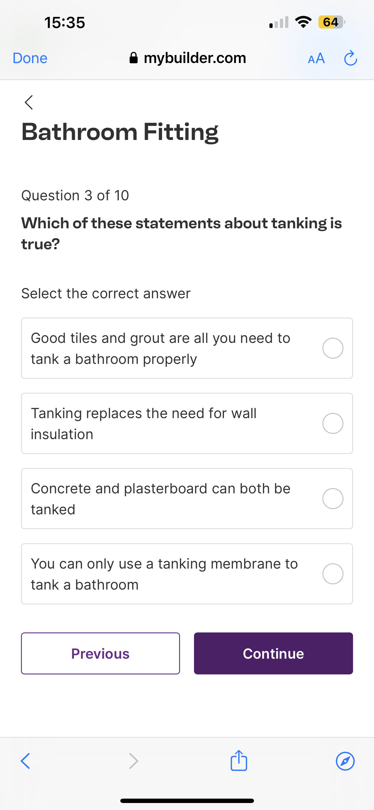 1 5 : 3 5 6 4 Done mybuilder.com AA Bathroom