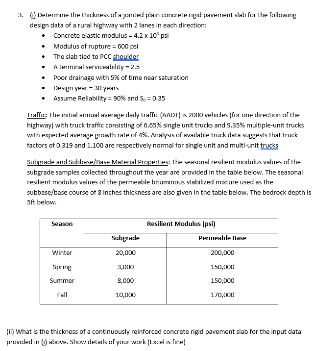 ( i ) Determine the thickness of a jointed plain