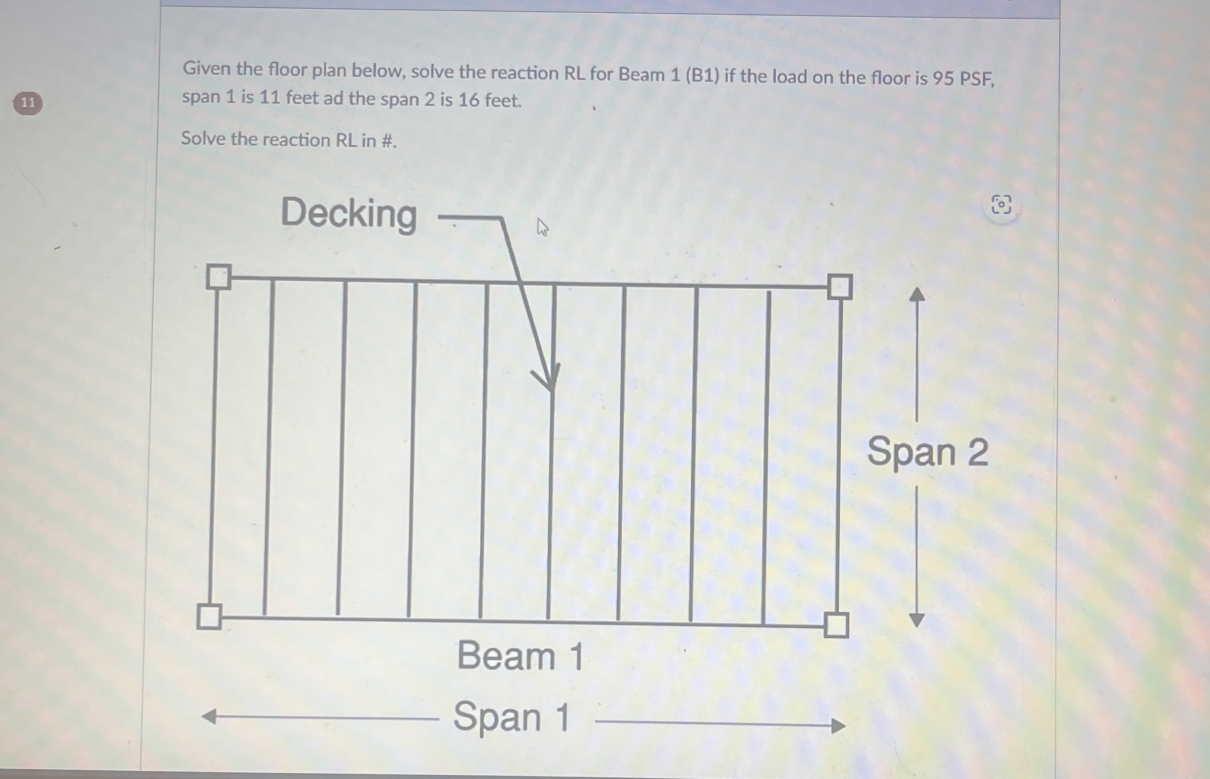 Given the floor plan below, solve the reaction RL