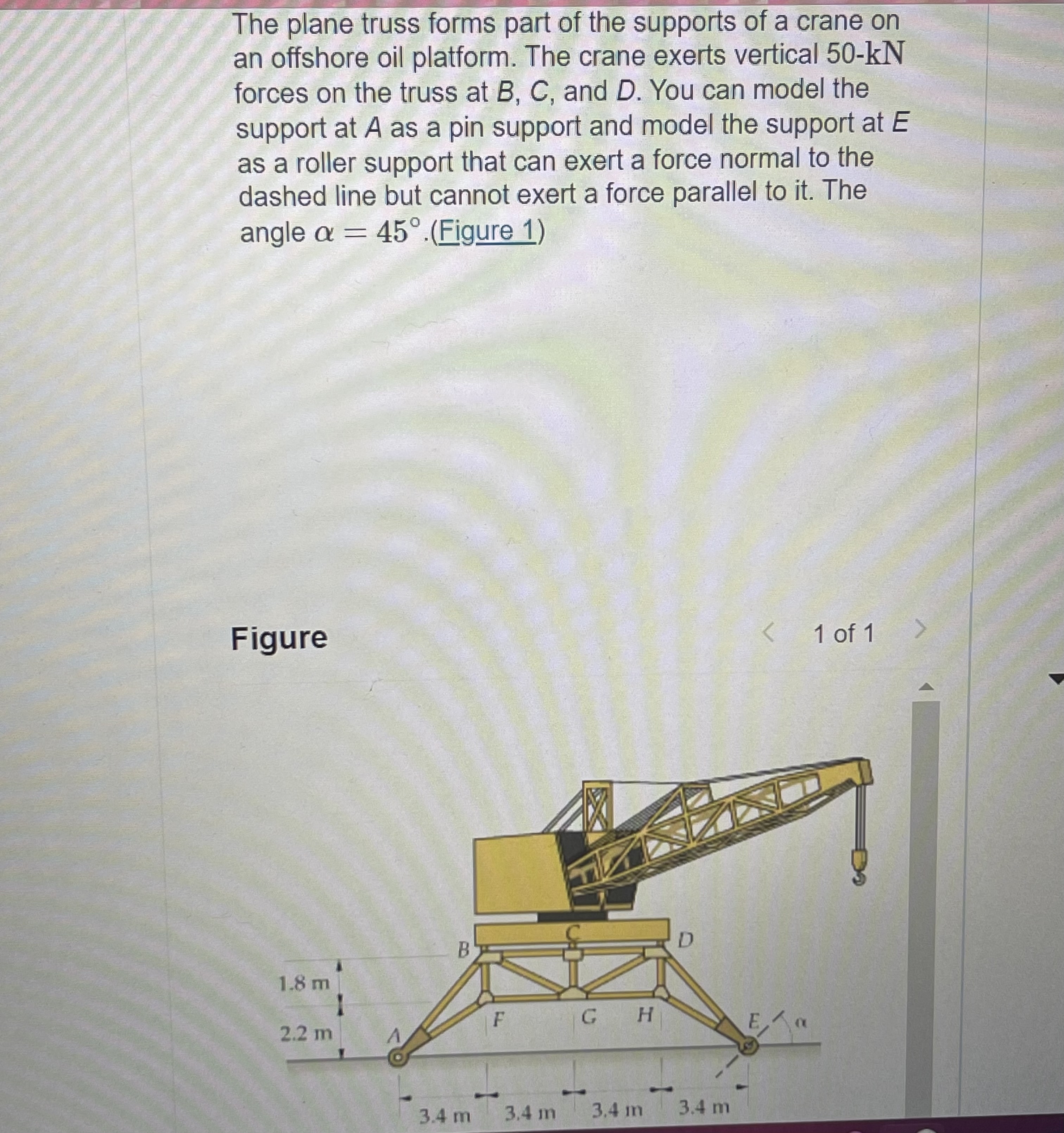 The plane truss forms part of the supports of a