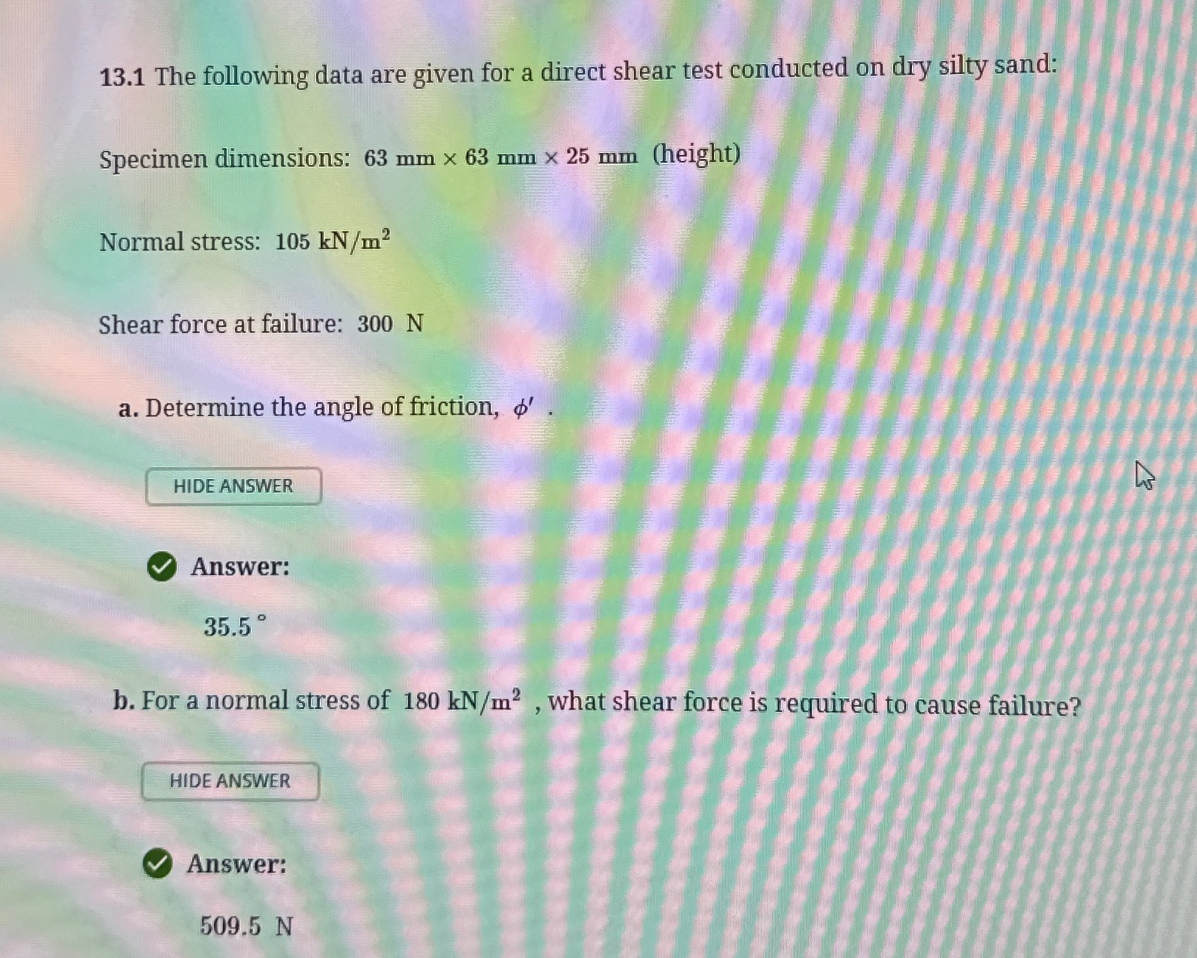 1 3 . 1 The following data are given for a direct
