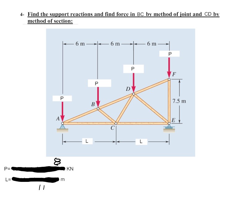 4 - Find the support reactions and find force in