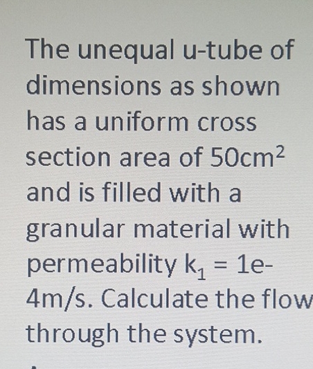 The unequal u - tube of dimensions as shown has a