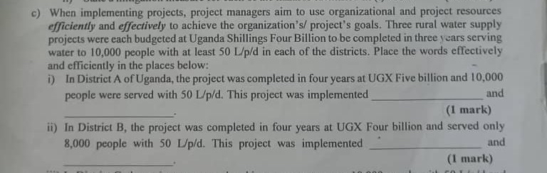 c ) When implementing projects, project managers