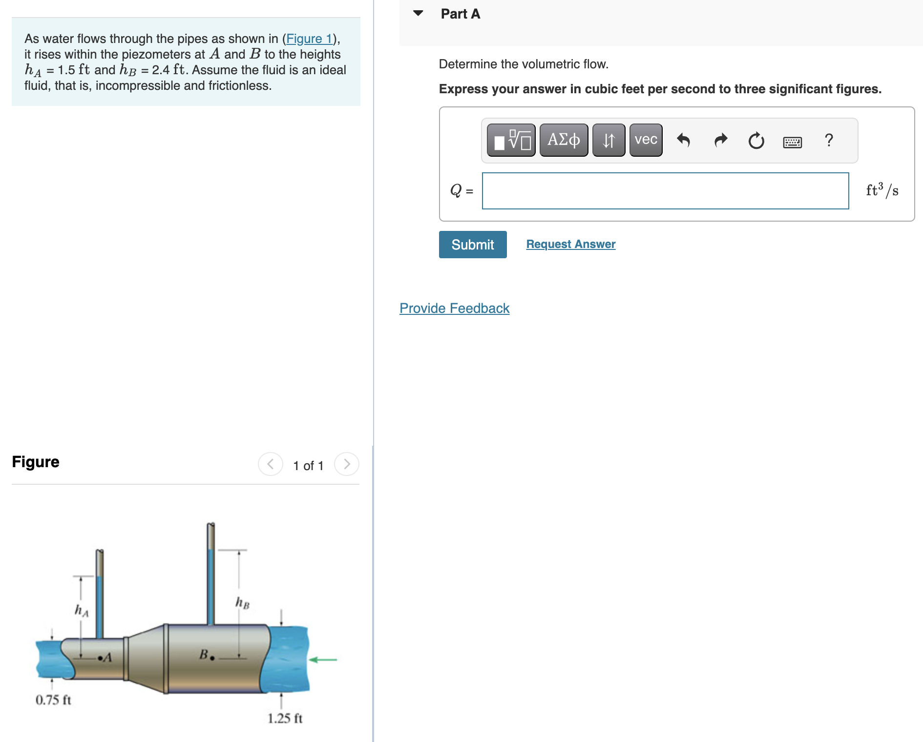 Part A As water flows through the pipes as shown