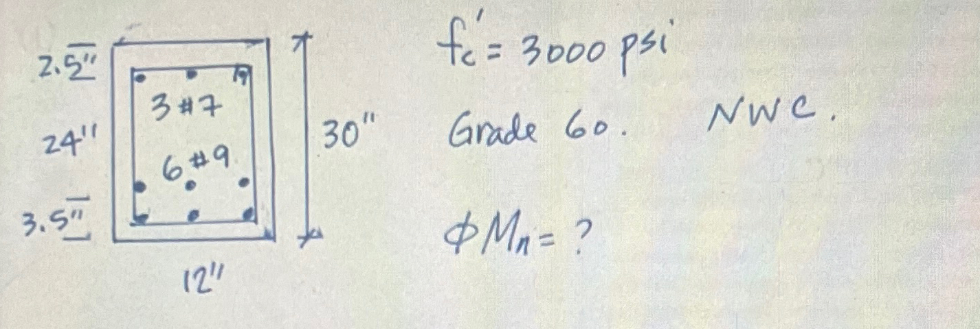Fc ' = 3 0 0 0 psi Find: Mn