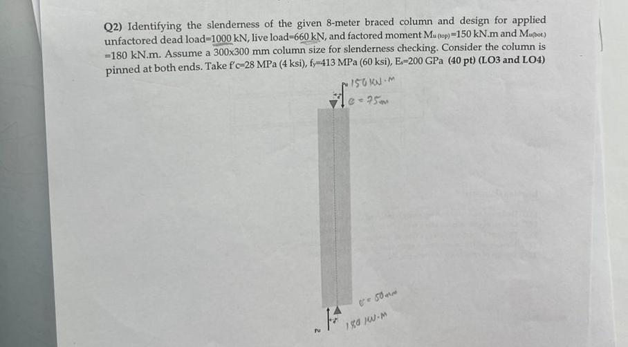 Q 2 ) Identifying the slenderness of the given 8