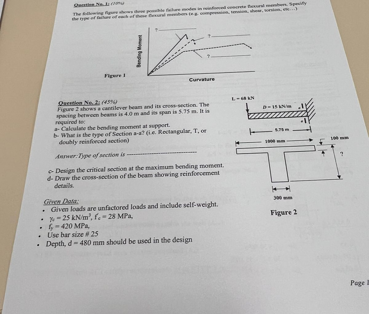 Question No . 1 : ( 1 0 % The following figure