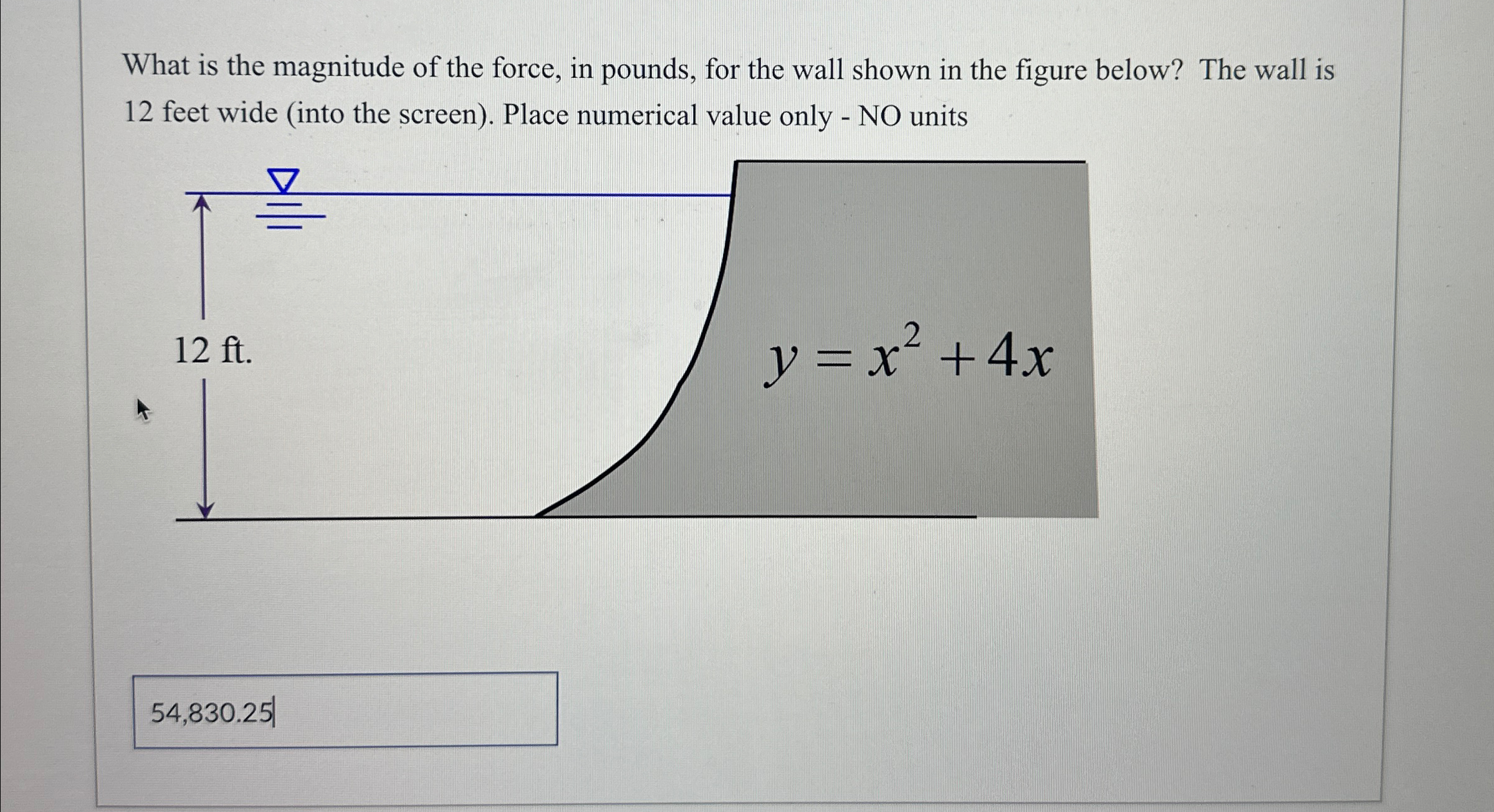 What is the magnitude of the force, in pounds,