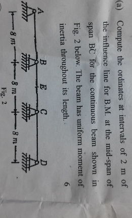 ( a ) Compute the ordinates at intervals of 2 m
