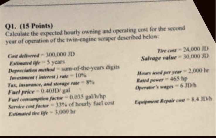 Q 1 . ( 1 5 Points ) Calculate the expected