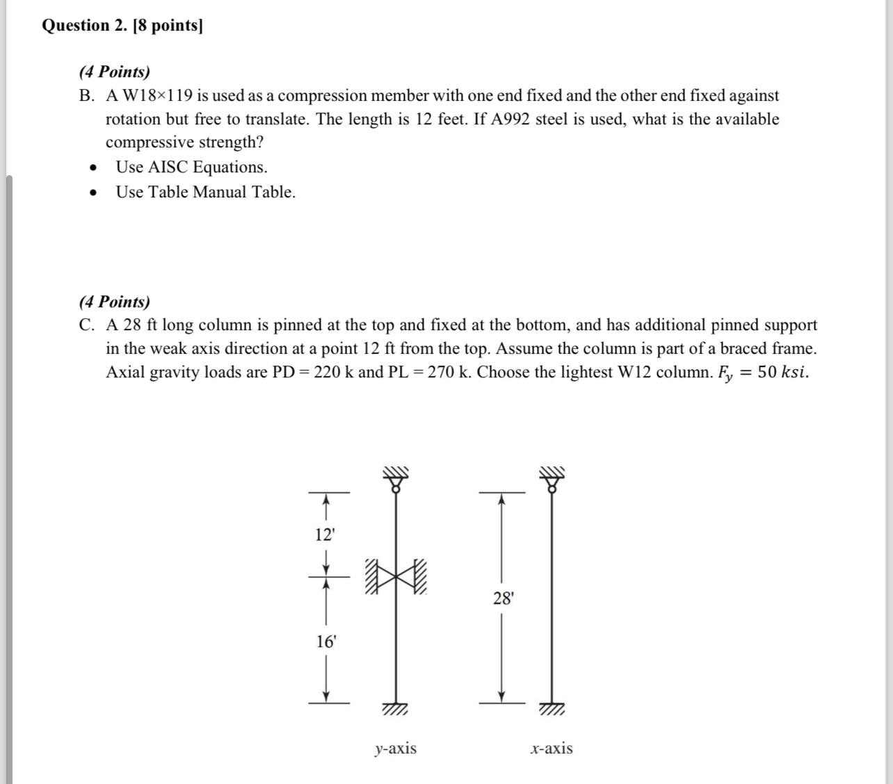 Question 2 . [ 8 points ] ( 4 Points ) B . A W 1