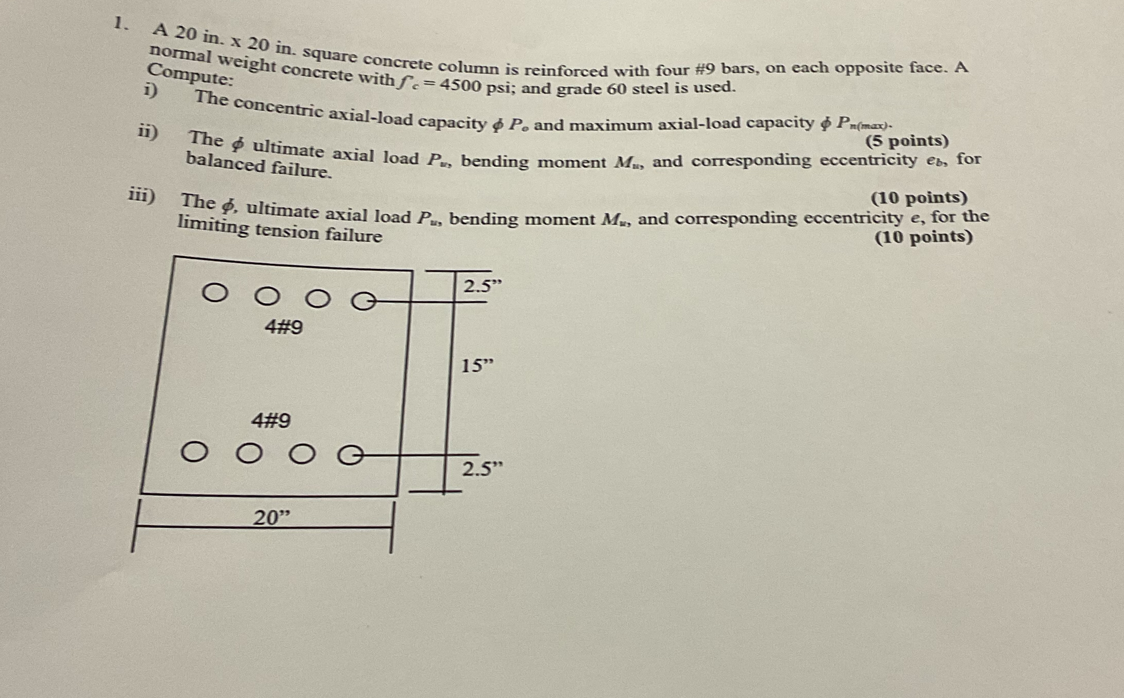A 2 0 in . x 2 0 in . square concrete column is