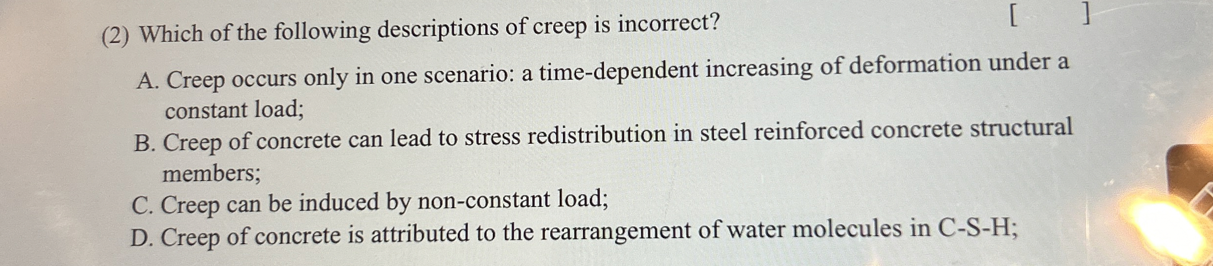 ( 2 ) Which of the following descriptions of