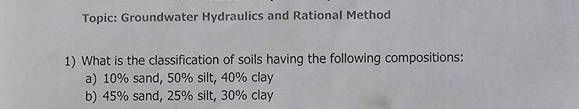 Topic: Groundwater Hydraulics and Rational Method