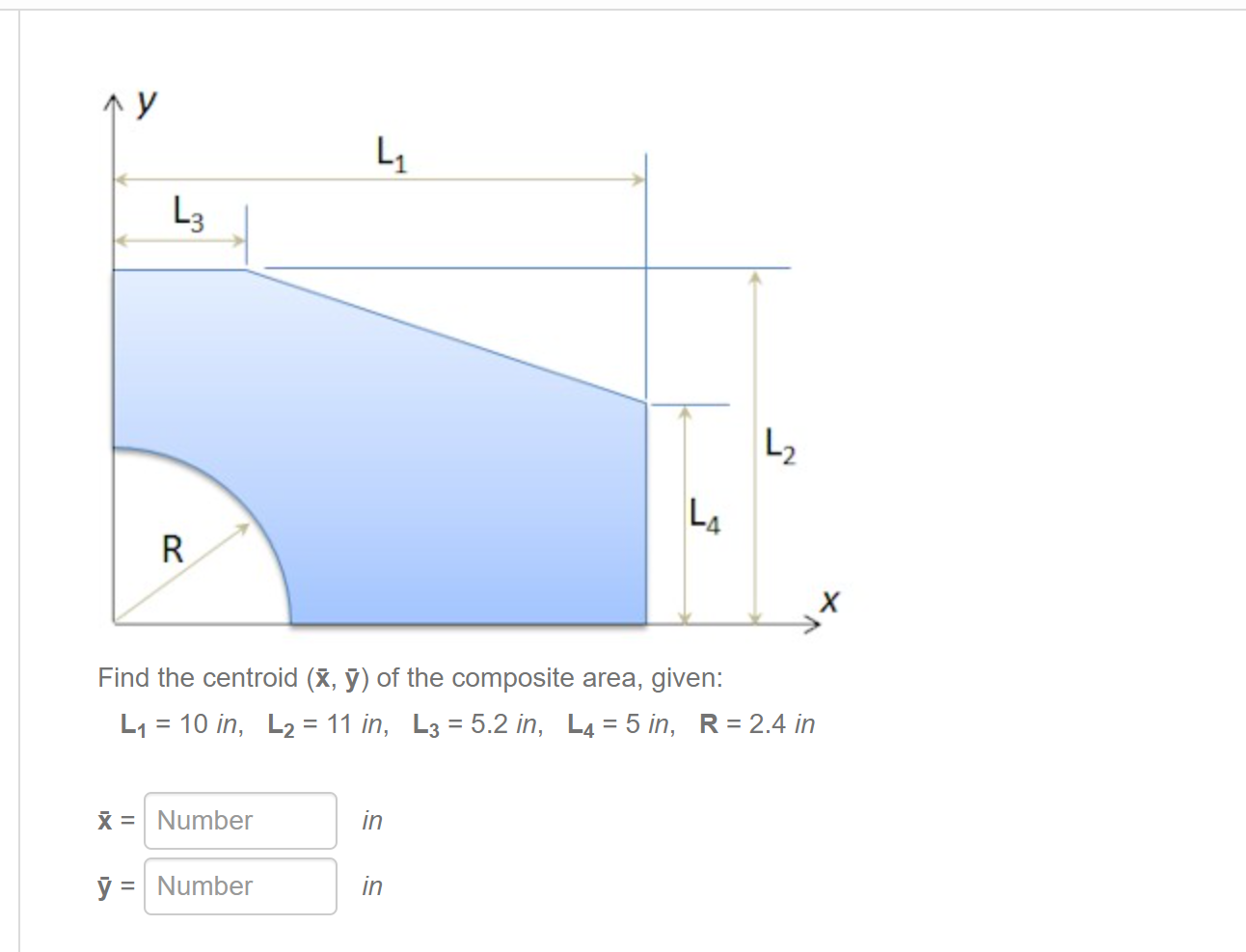 Find the centroid ( x , b a r ( y ) ) of the