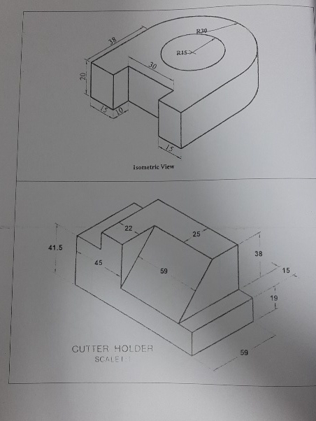 IDraw the three geometric projections on paper,