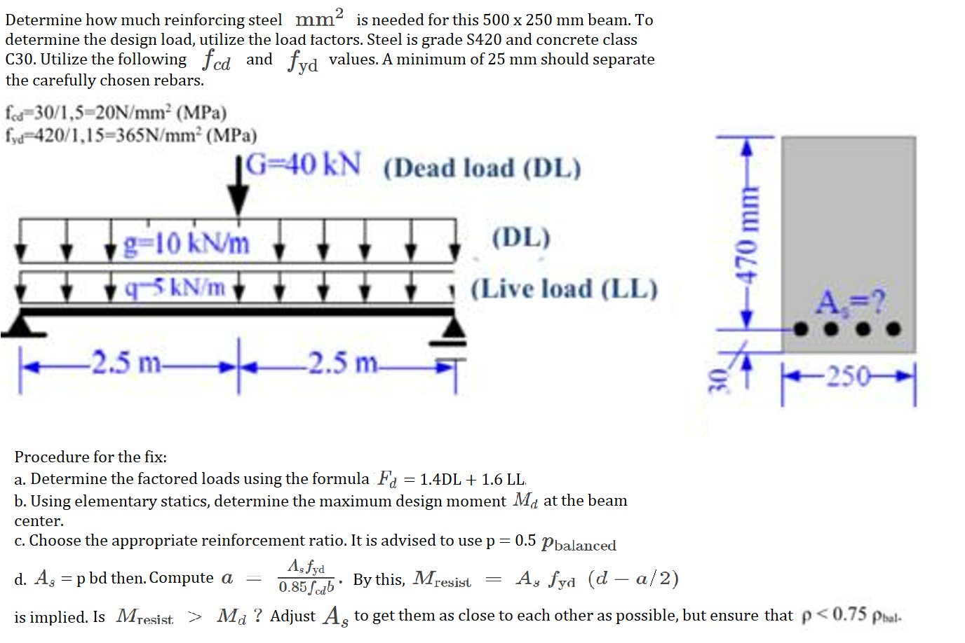 Determine how much reinforcing steel m m 2 is