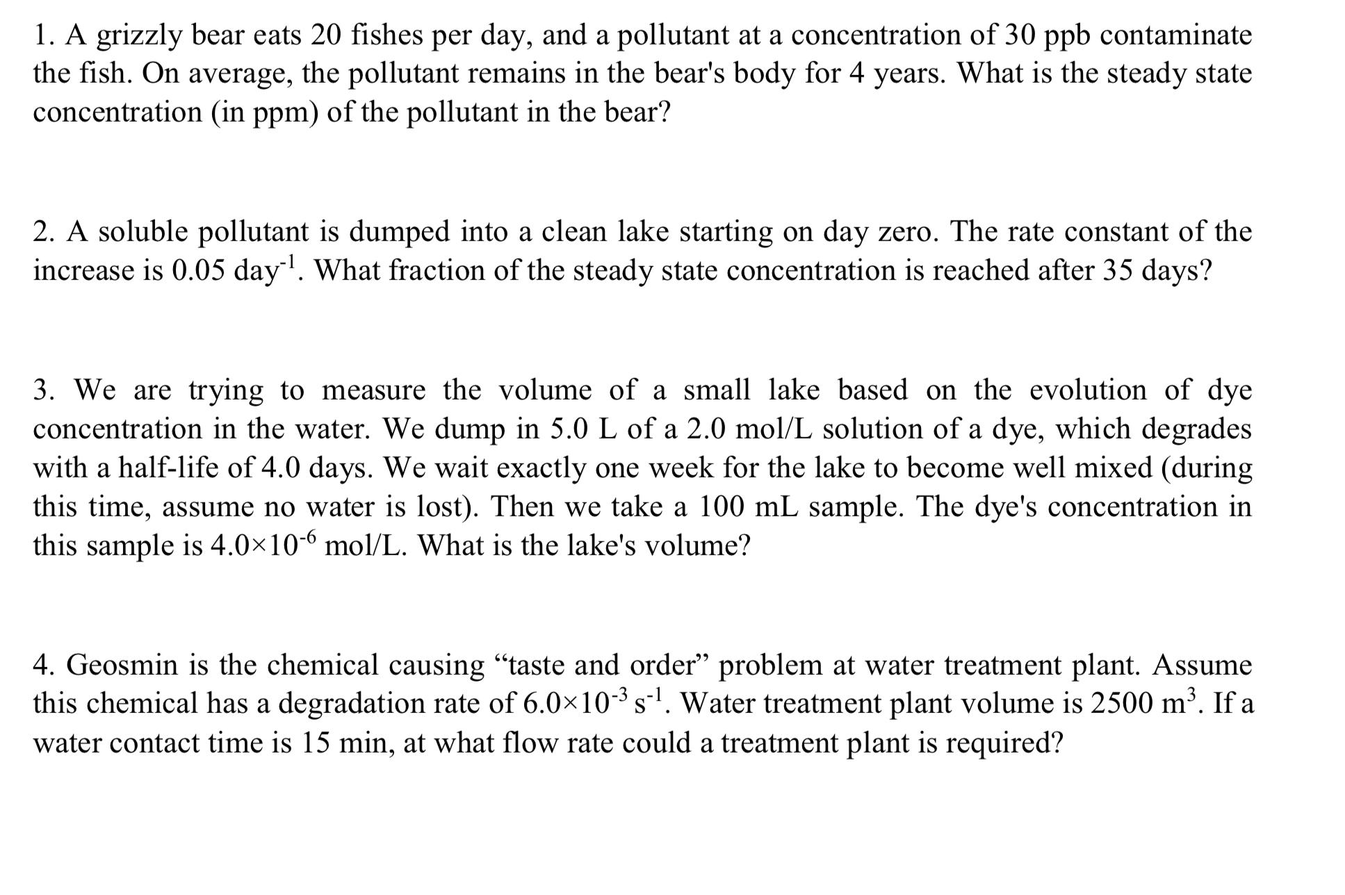 A grizzly bear eats 2 0 fishes per day, and a