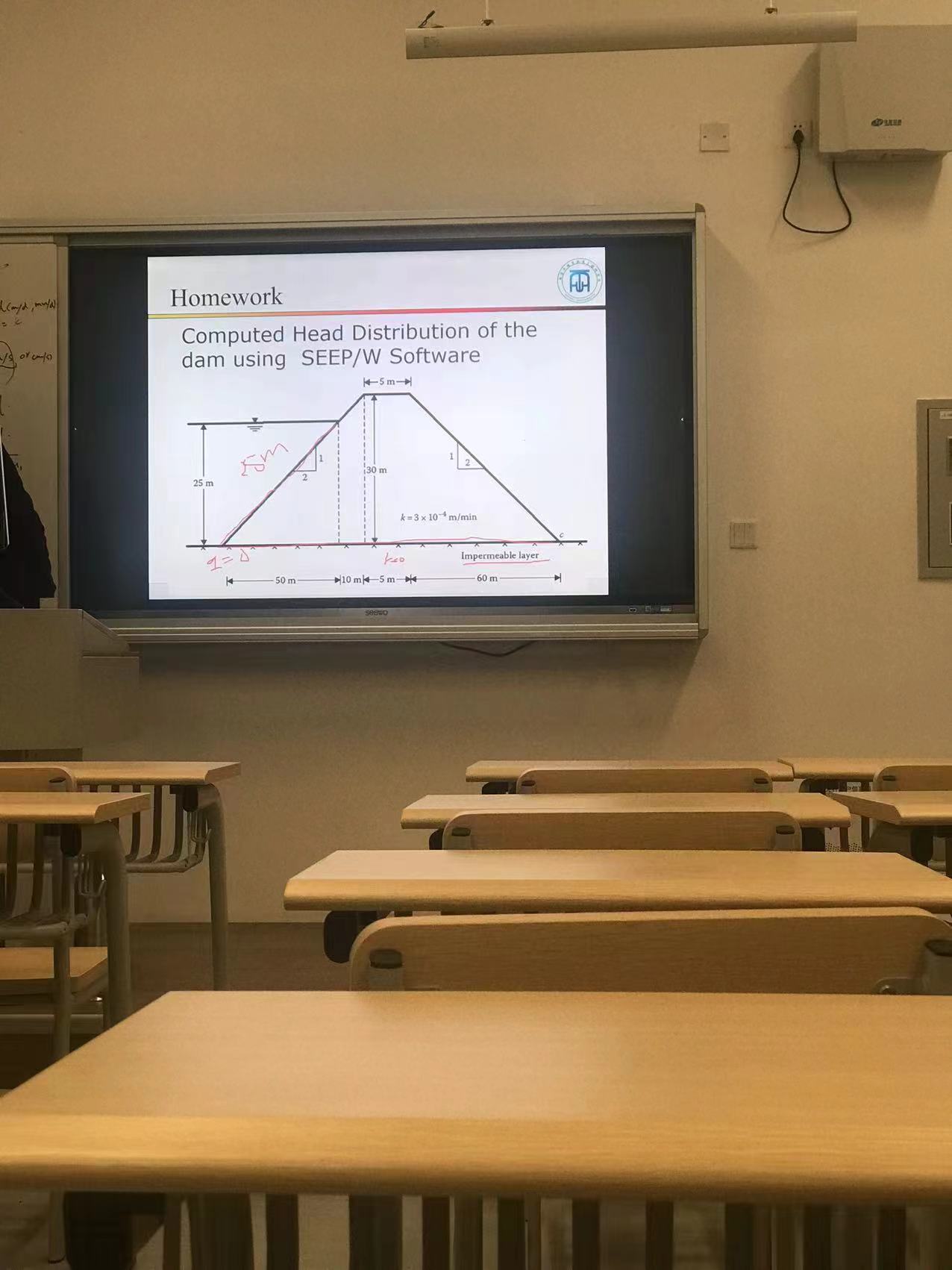 Homework Computed Head Distribution of the dam