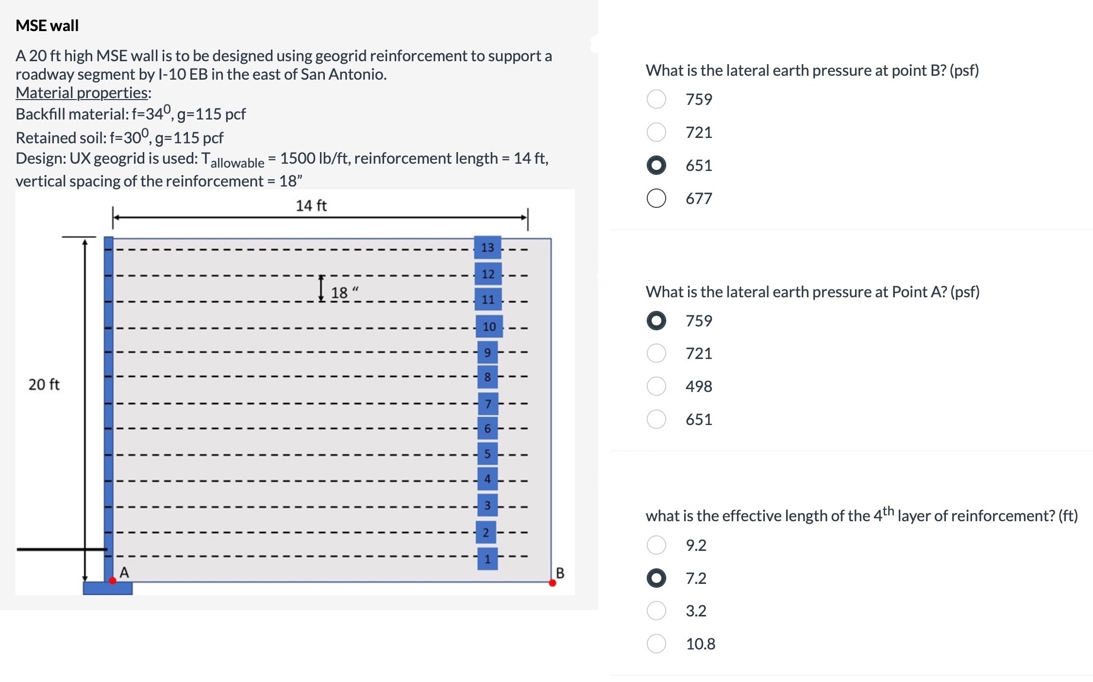 MSE wall A 2 0 f t high MSE wall is to be
