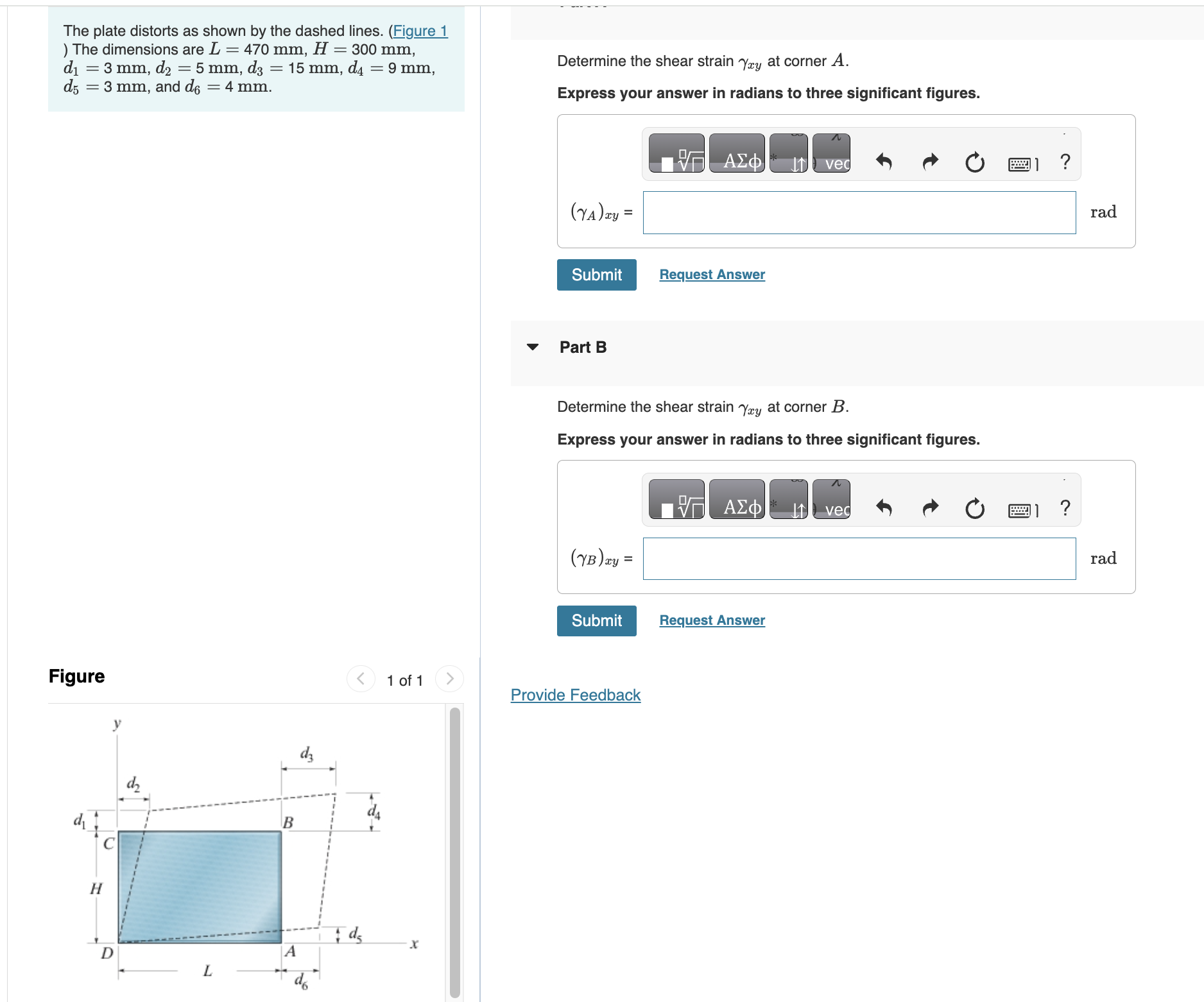 The plate distorts as shown by the dashed lines.