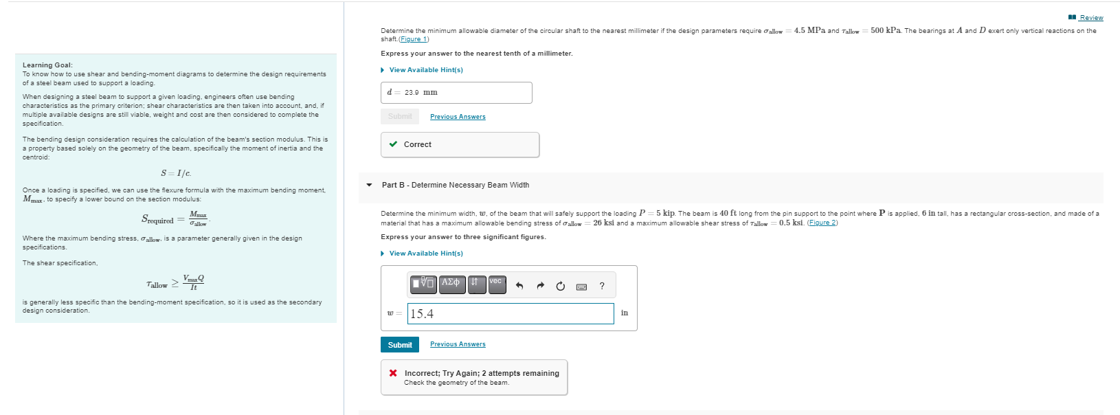 Determine the minimum allowable diameter of the