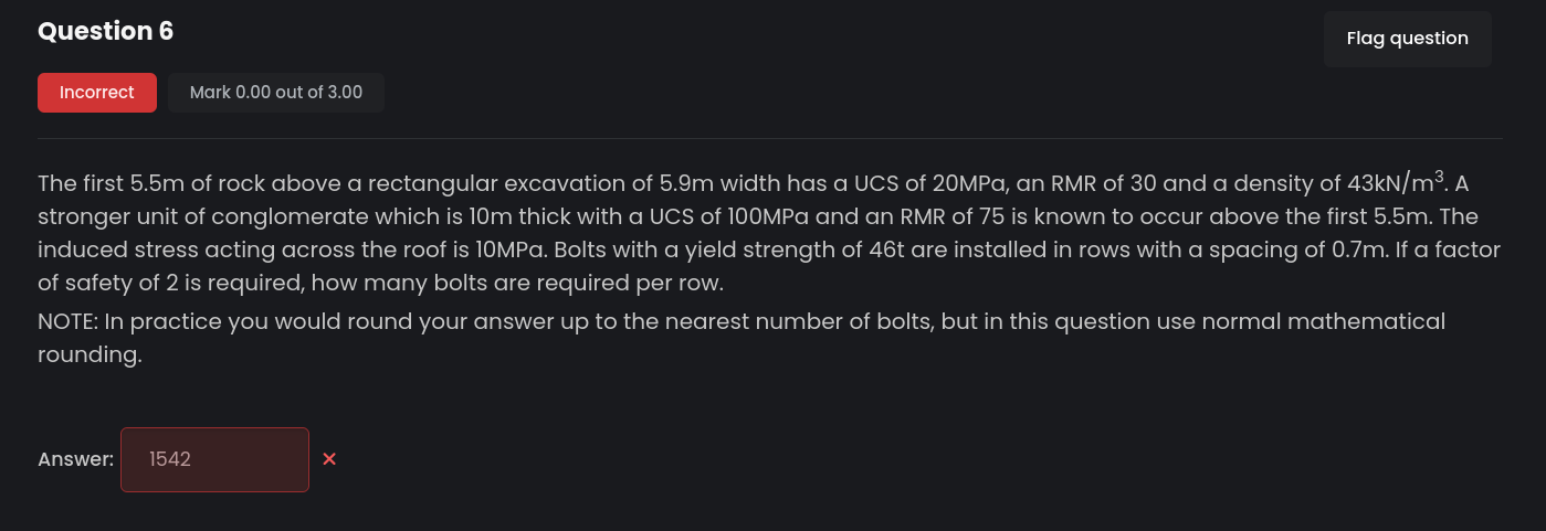 The first 5 . 5 m of rock above a rectangular