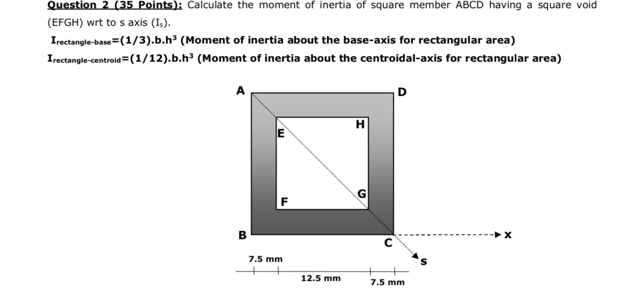 Question 2 ( 3 5 Points ) : Calculate the moment